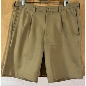 Unbranded Pleated Chino Shorts Mens 34 Tan Casual Poly